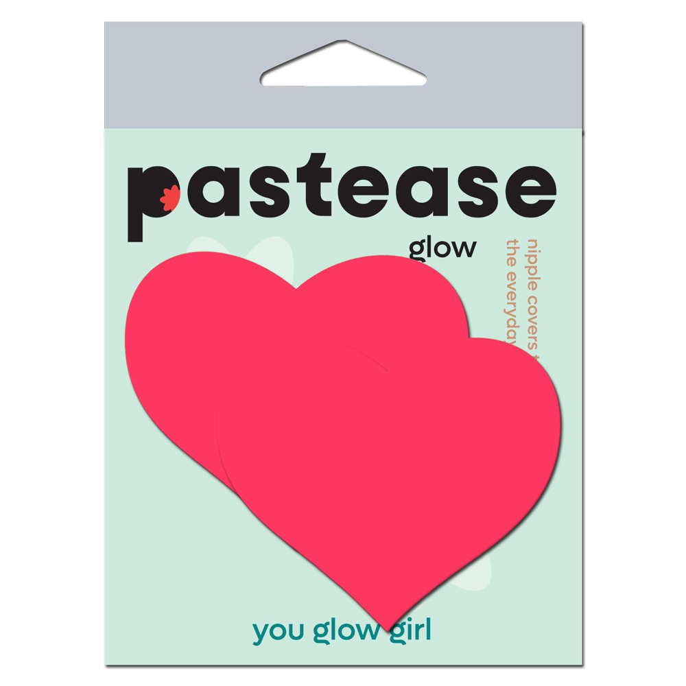 5-Pack: Love: Glow in the Dark Neon Pink Heart Pasties Nipple Covers by Pastease®