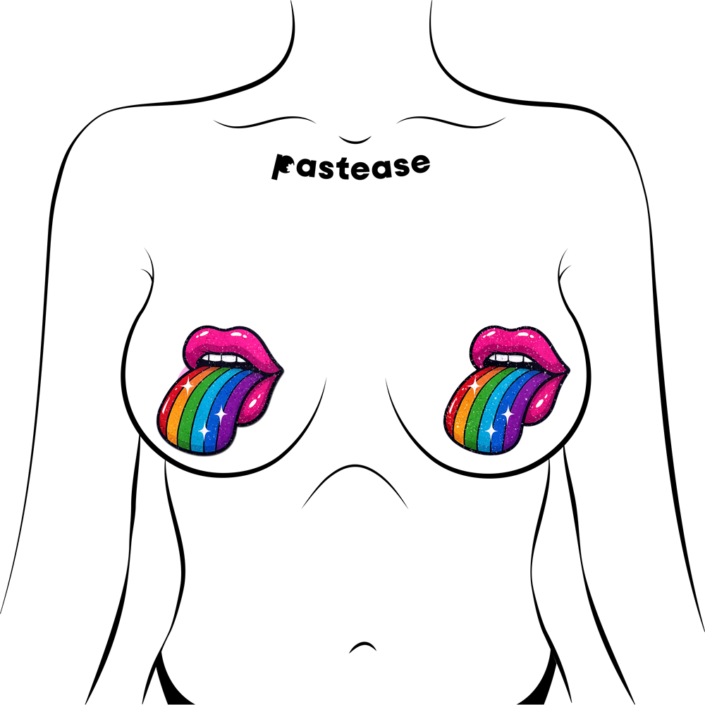 5-Pack: Taste the Rainbow Sparkling Tongue Out Breast Covers by Pastease®