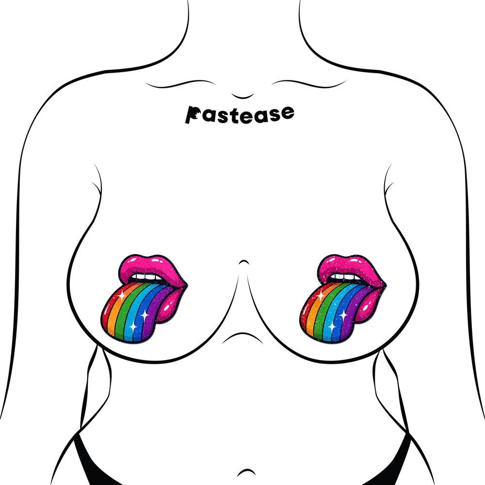 5-Pack: Taste the Rainbow Sparkling Tongue Out Breast Covers by Pastease®