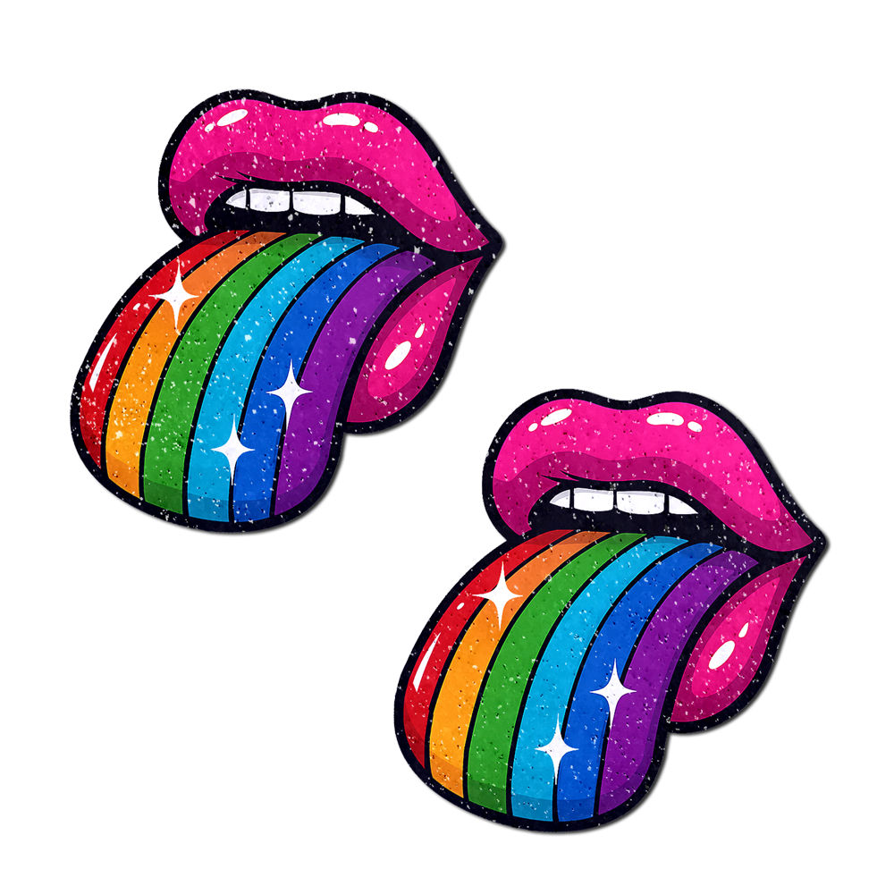 5-Pack: Taste the Rainbow Sparkling Tongue Out Breast Covers by Pastease®